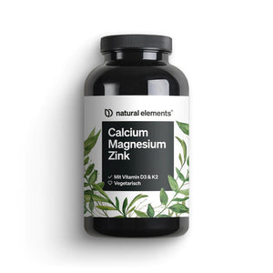 Compresse di Calcio Magnesio Zinco di NATURAL ELEMENTS con Vitamina D3 e K2, vegetariane.