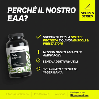 EAA-Kapseln aus Deutschland zur Unterstützung der Proteinsynthese ohne bitteren Geschmack oder unnötige Zusatzstoffe, inspiriert von natürlichen Elementen.