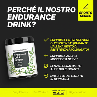 Endurance Drink Limone, mit natürlichen Inhaltsstoffen zur Unterstützung von Ausdauer, Muskeln und Nerven, aus Deutschland.