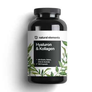 Hyaluron & Kollagen Komplex, 180 Kapseln von natural elements, mit Biotin, Selen, Zink & Acerola