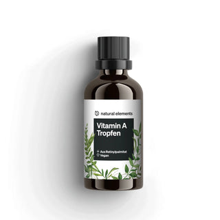 Vitamin A Tropfen von natural elements, vegan, aus Retinylpalmitat mit MCT-Öl.