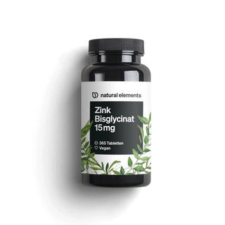 Zink Bisglycinat 365 Tabletten 15 mg Kapseln von Natural Elements für ein gestärktes Immunsystem, vegan