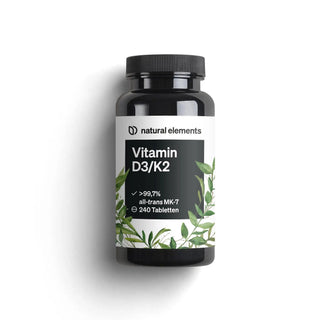 Vitamin D3/K2 – 2000 I.E. 240 Tabletten von Natural Elements, Knochengesundheit, Zähne, Kalziumaufnahme